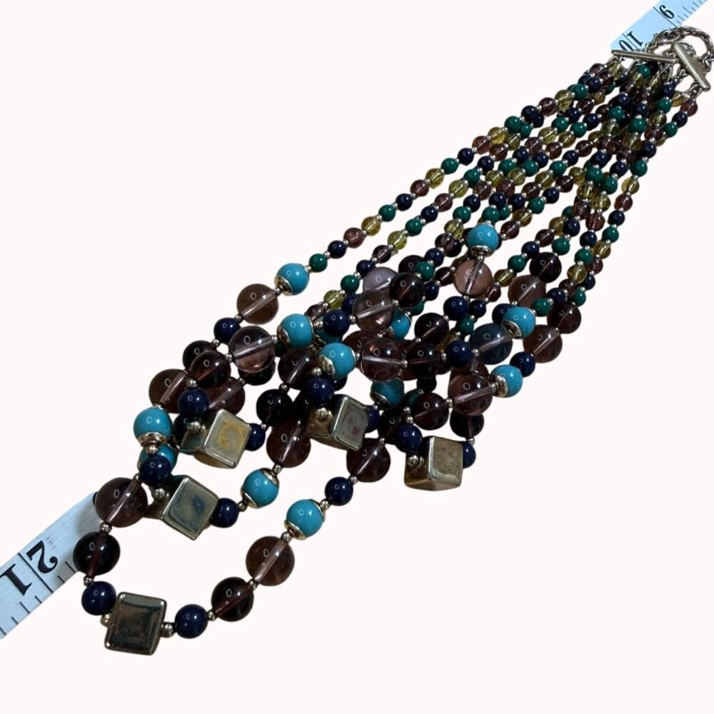 Talbots Multicolor Beaded Statement Necklace With… - image 4